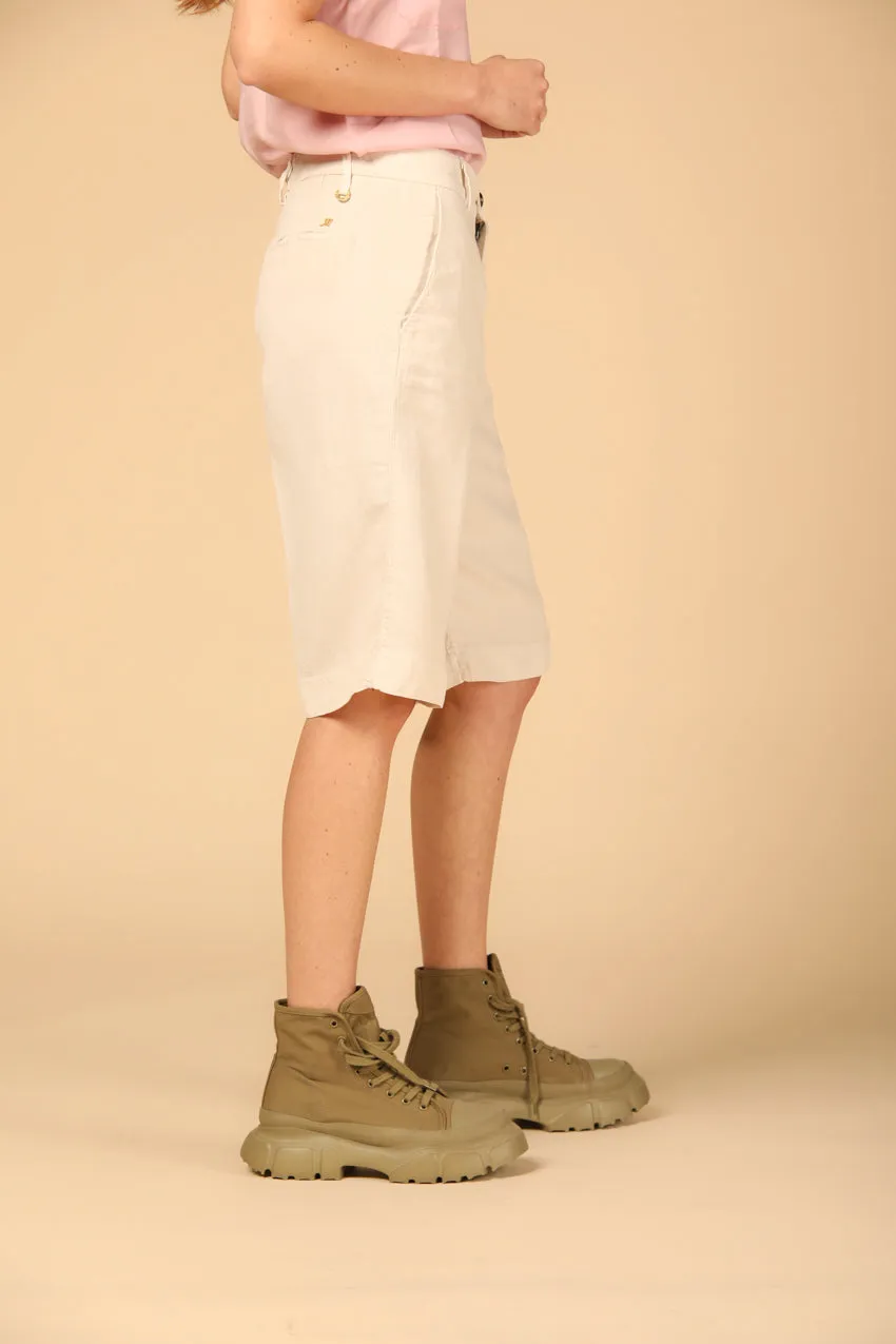 New York Straight woman's chino bermuda in tencel and linen regular