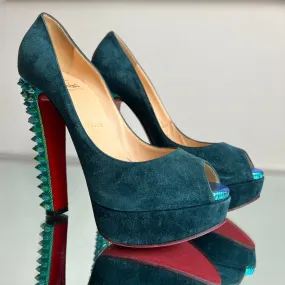 Peep Toe Christian Louboutin Com Spikes no salto holografico Azul