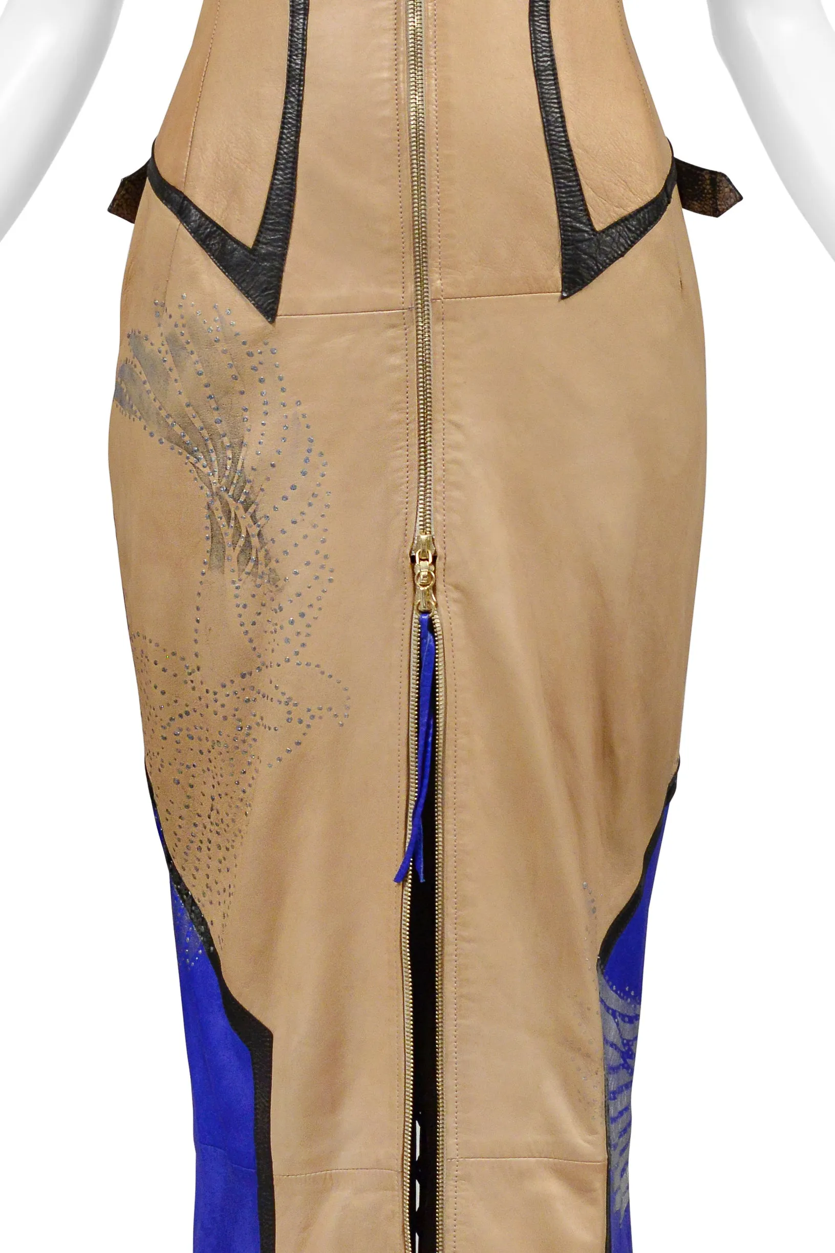 ROBERTO CAVALLI  LEATHER MOTORCYCLE EVENING GOWN 2003