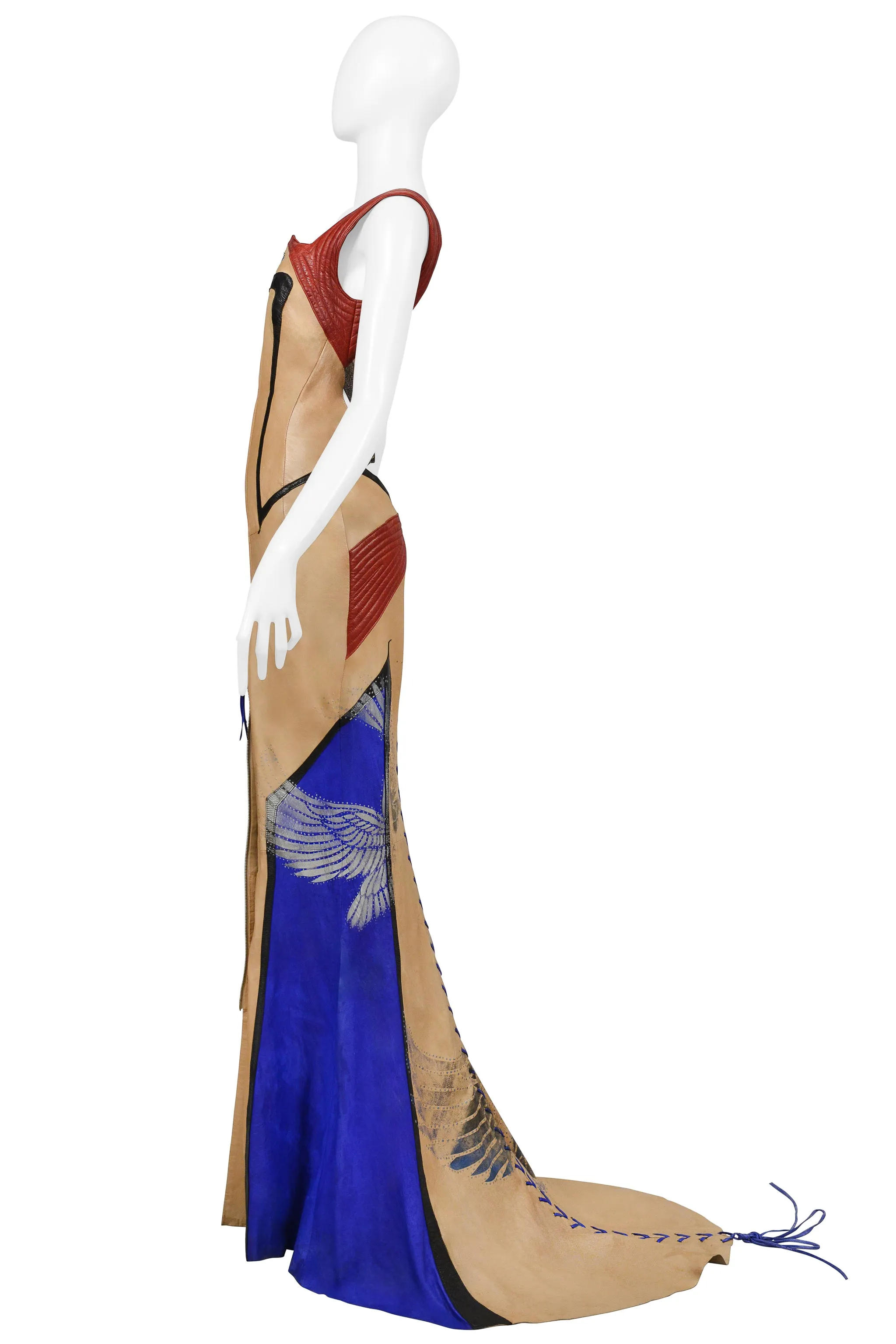 ROBERTO CAVALLI  LEATHER MOTORCYCLE EVENING GOWN 2003