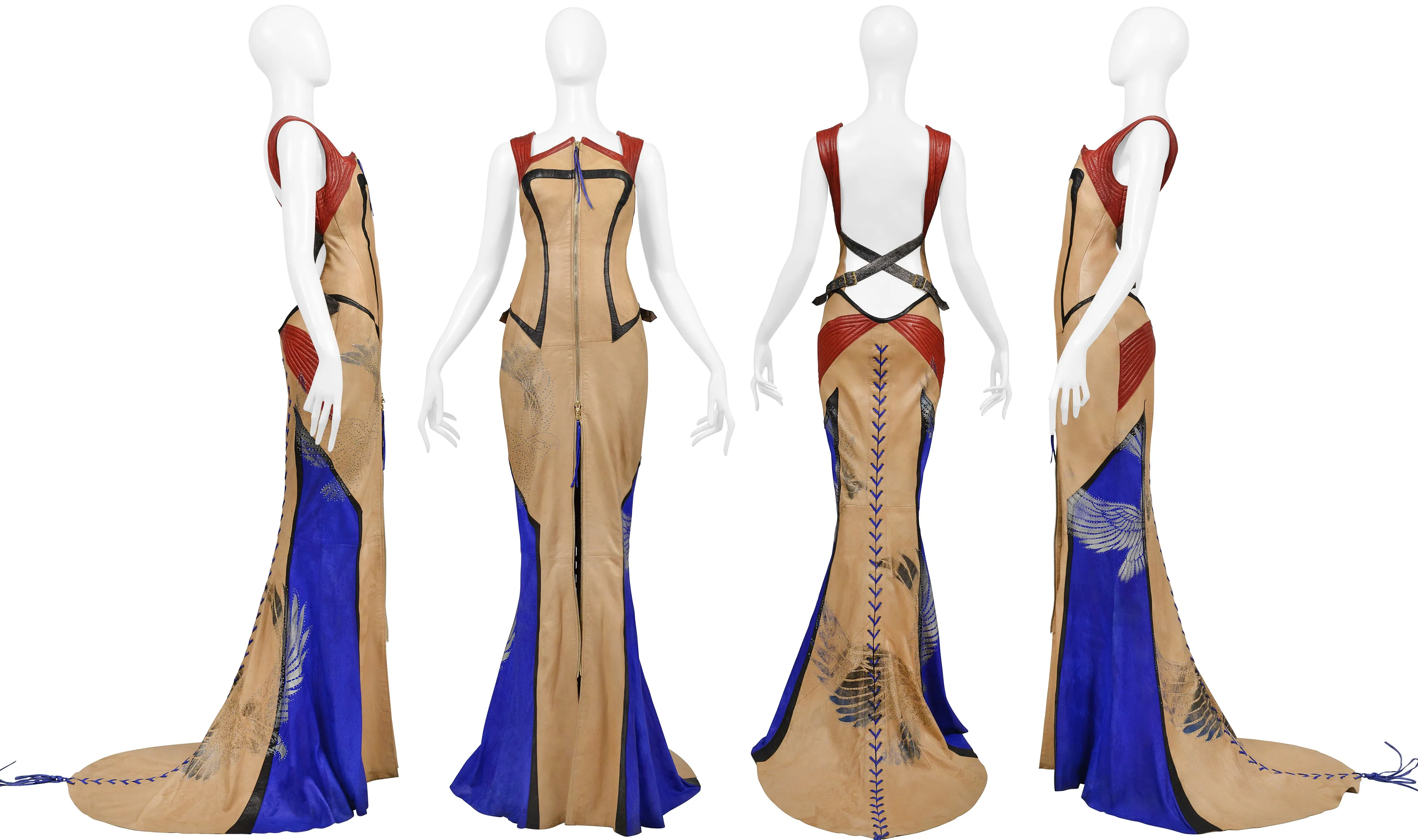 ROBERTO CAVALLI  LEATHER MOTORCYCLE EVENING GOWN 2003