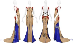 ROBERTO CAVALLI  LEATHER MOTORCYCLE EVENING GOWN 2003