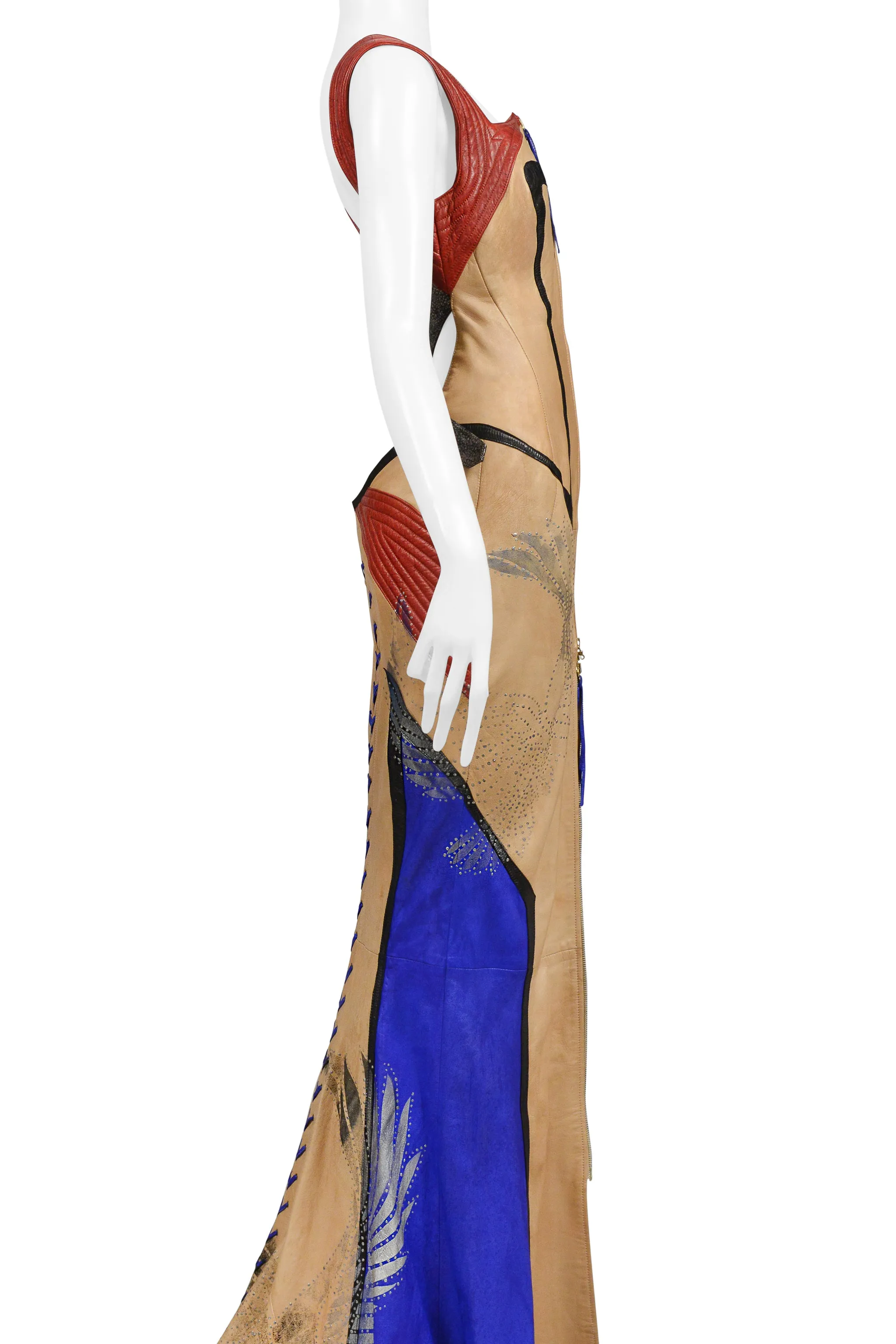 ROBERTO CAVALLI  LEATHER MOTORCYCLE EVENING GOWN 2003