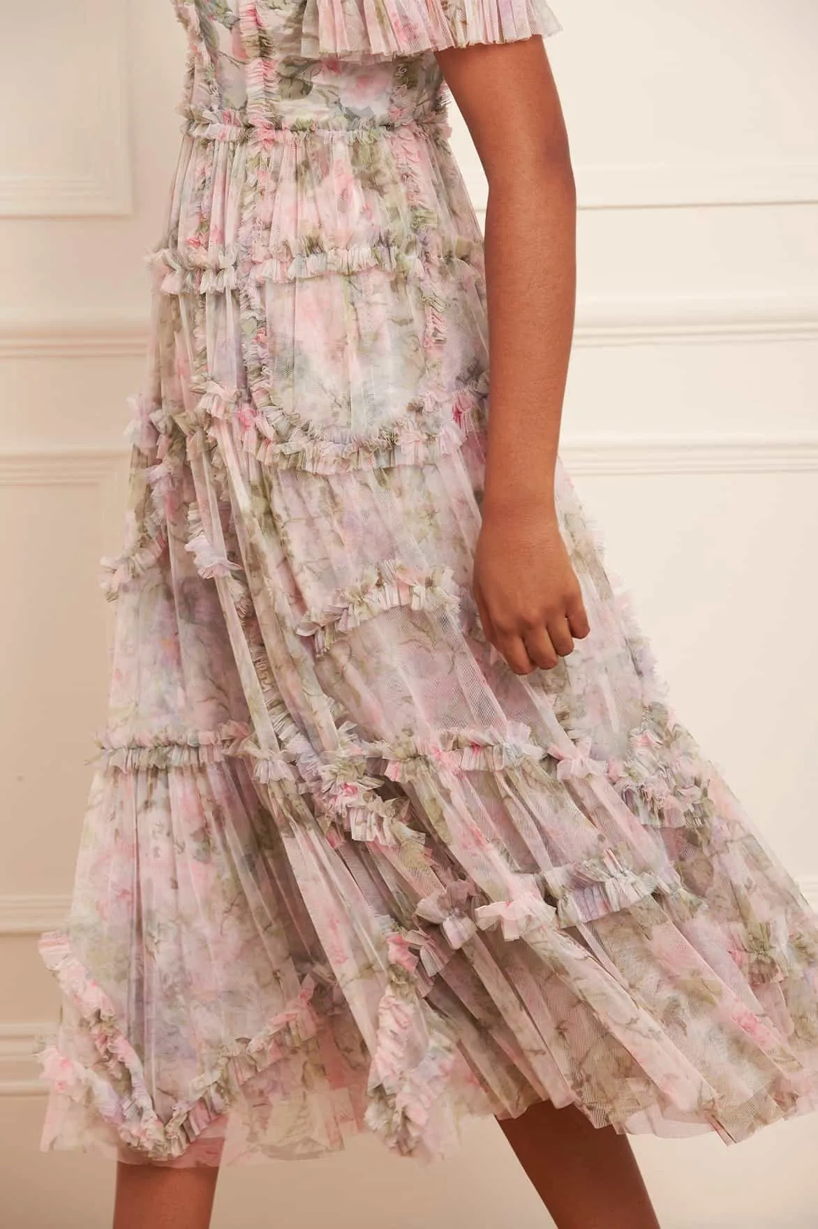 Rose Powder Ruffle Ballerina Dress