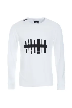 T SHIRT WITH PRINT & LONG SLEEVES - 1019CP - WHITE