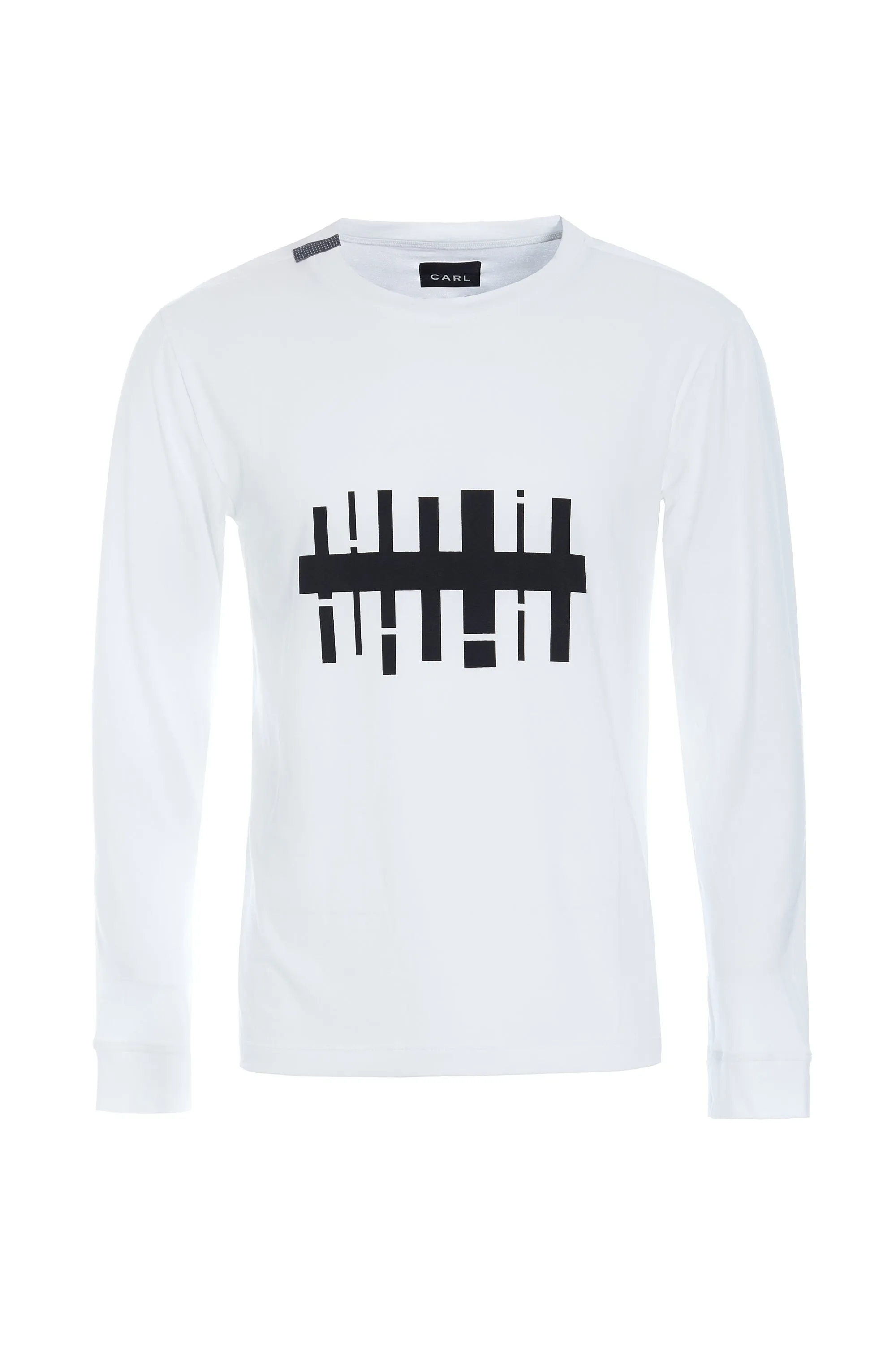 T SHIRT WITH PRINT & LONG SLEEVES - 1019CP - WHITE