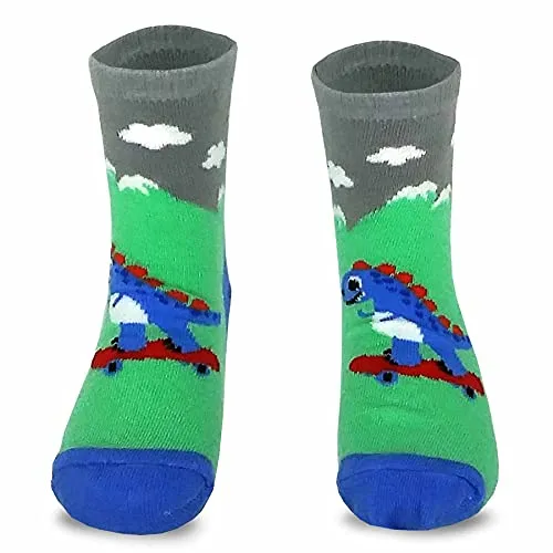 TeeHee Little Boys and Toddler Cotton Crew Socks 12 Pair Pack Gift Box (K203537C)