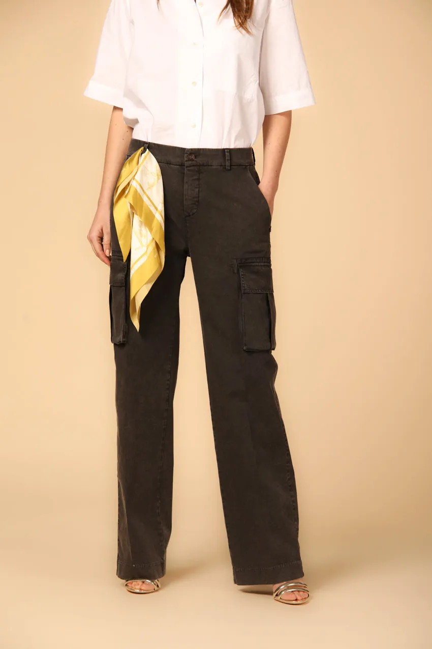 Victoria women's cargo pants in gabardine straight 