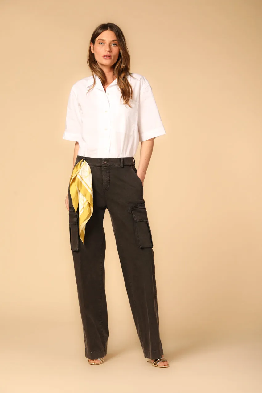 Victoria women's cargo pants in gabardine straight 