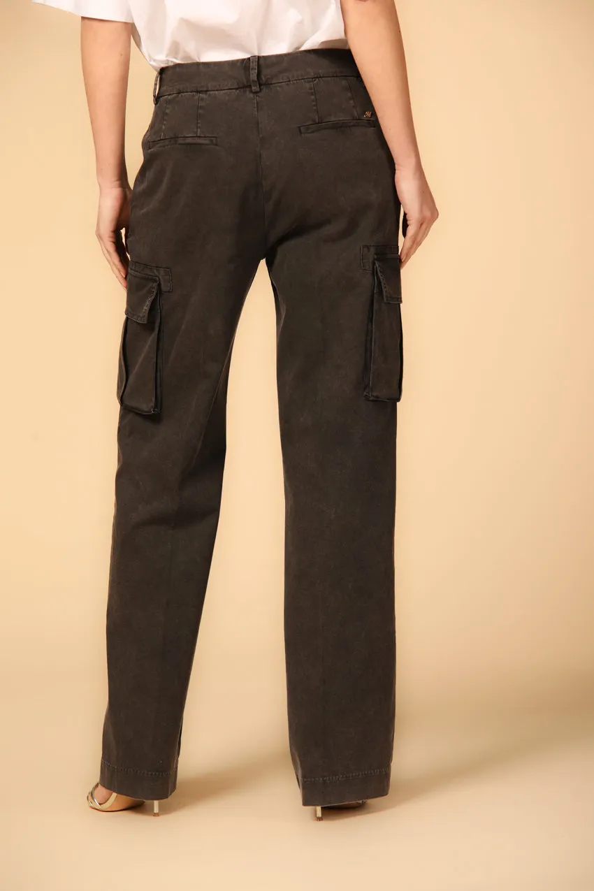 Victoria women's cargo pants in gabardine straight 