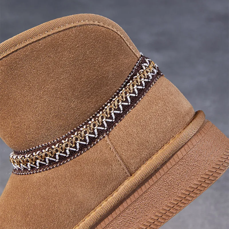 Women Retro Minimalism Suede Ankle Snow Boots