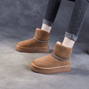 Women Retro Minimalism Suede Ankle Snow Boots