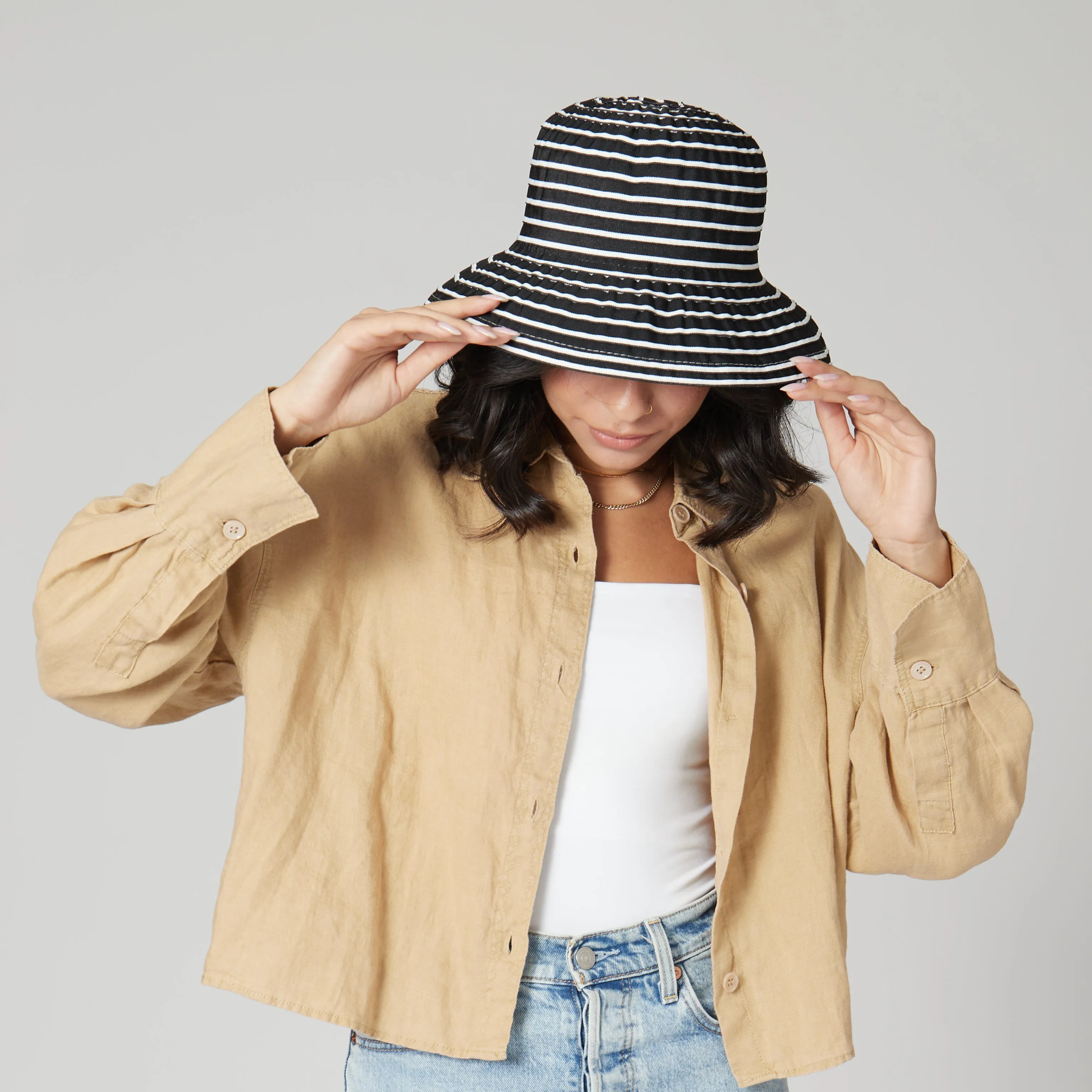 Women's Small Brim Ribbon Floppy