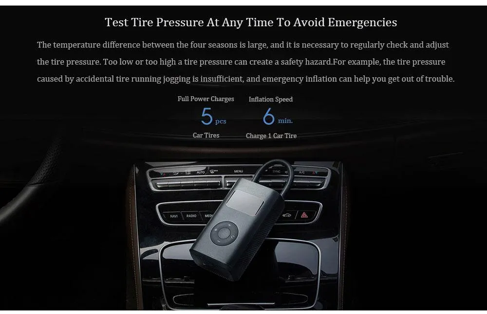 XiaoMi Portable Electric Air Pump Inflator with Tyre Pressure Display